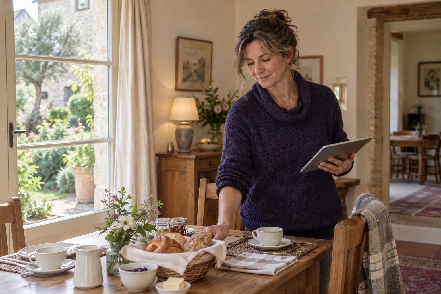 Een rustig moment bij het voorbereiden van de dag in een kleine B&B